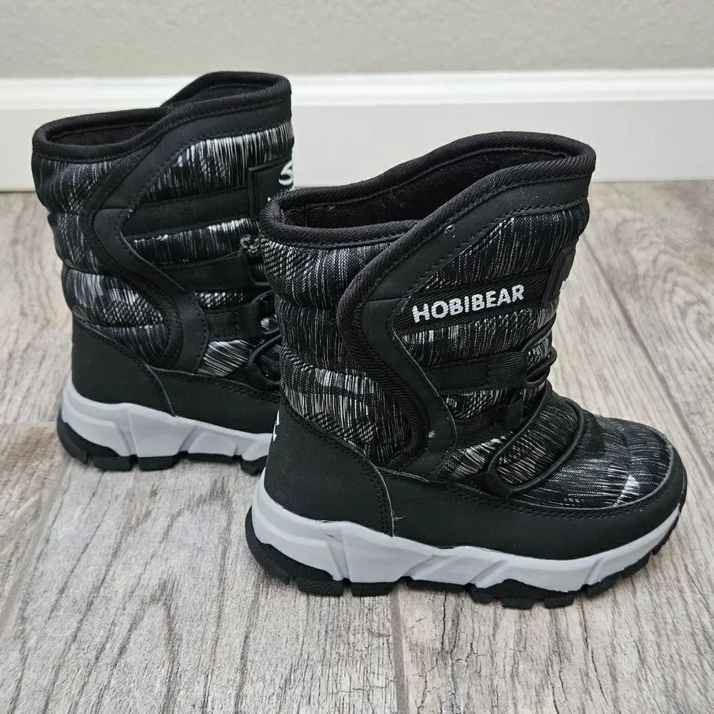 Hobibear Black and Gray Faux Fur Lined Snow Boots Size 8.5 Toddler